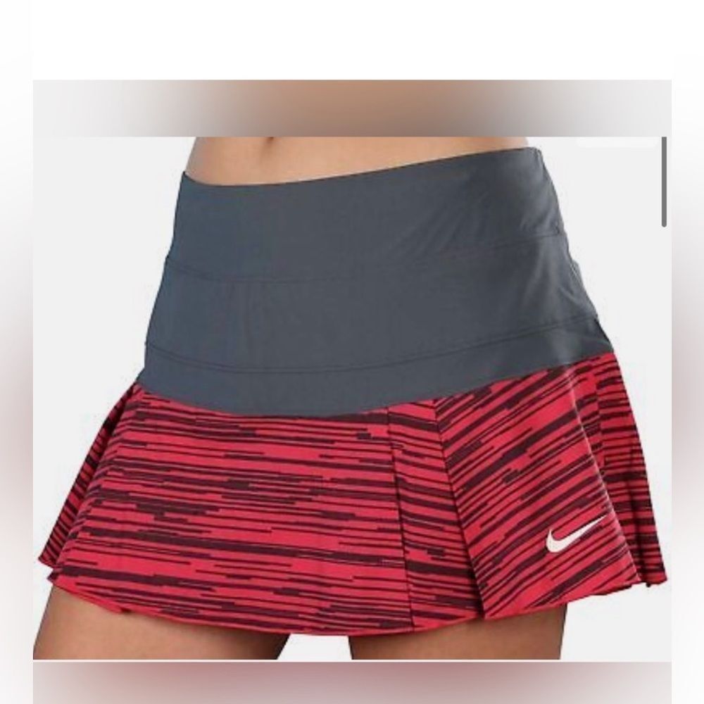 Nike| Victory Printed Pleated Skirt Tennis Skort Striped Pink Gray XS